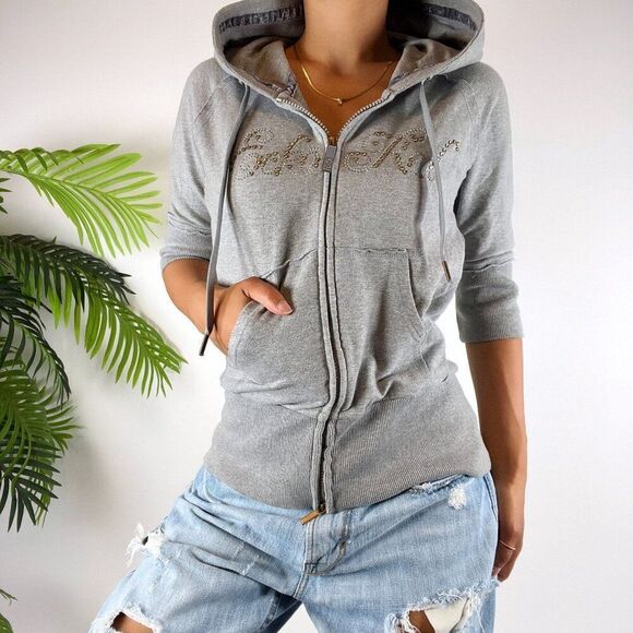 Vintage Y2K Ecko Red Gray Indie Casual Skater Short Sleeve Hoodie Jacket / Sz: L - Picture 4 of 8